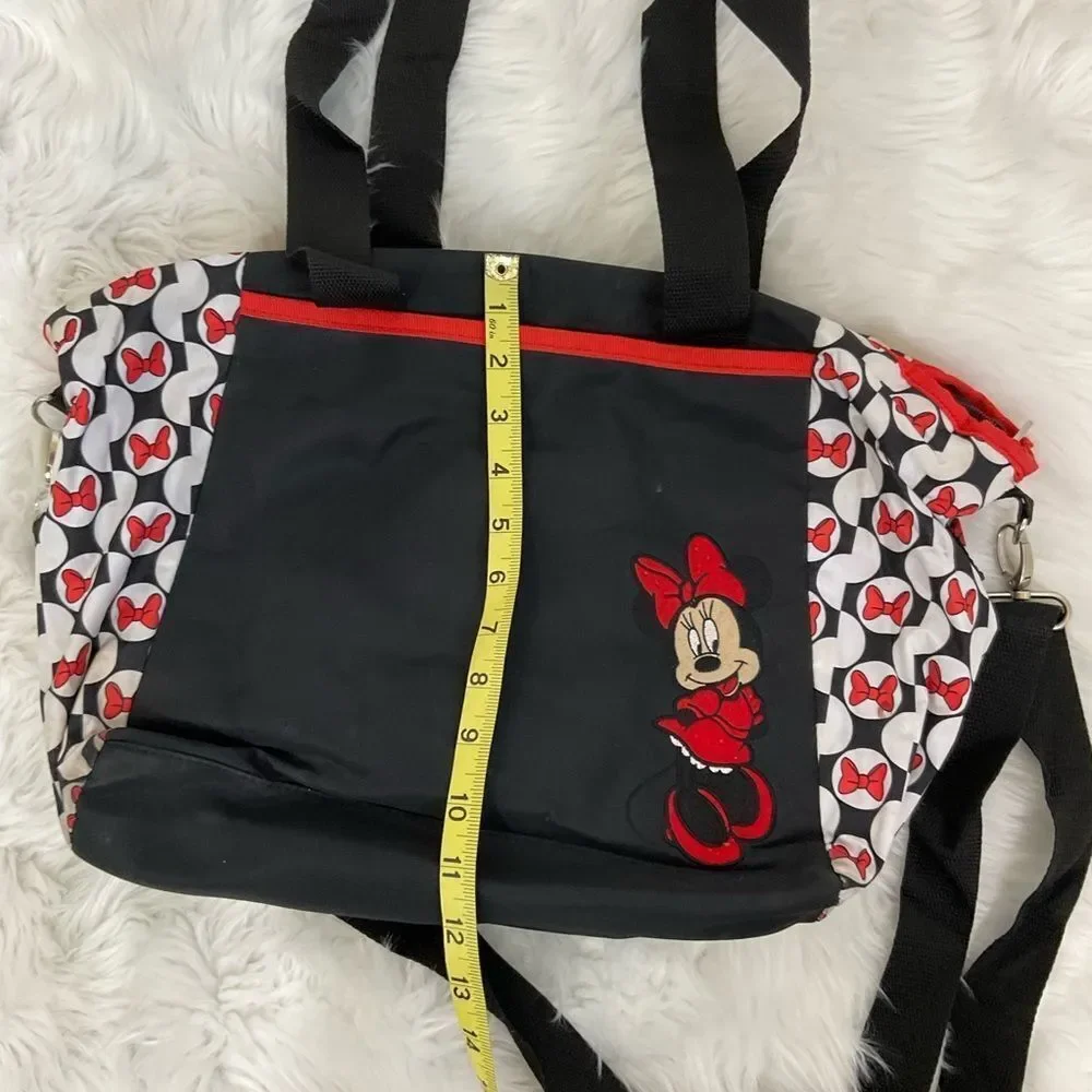 Disney Baby Minnie Mouse Black White Red Canvas Large Diaper Shoulder Bag